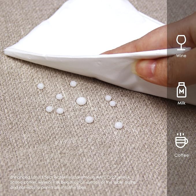 BALCONY & FALCON Rectangle Tablecloth Washable Wrinkle Resistant and Water Proof Table Cloth Decorative Linen Fabric Tablecloths for Dining Parties Kitchen Wedding and Outdoor Use (Beige, 90x156)