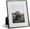 HAUS AND HUES 8x10 Picture Frame with Real Glass & Gray Premium-Grade Metal Matted to 5x7 - Aluminum 8x10 Picture Frame - Includes Easel Back, Hanging Kit - - Ideal for Home, Office (8x10 in, Gray)