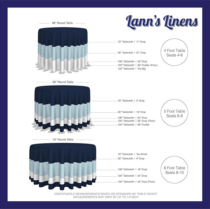 Lann's Linens - 108" Round Premium Tablecloth for Wedding/Banquet/Restaurant - Polyester Fabric Table Cloth - Navy Blue