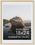 HAUS AND HUES 18x24 Picture Frame with Real Glass and Natural American Oak Matted to 16x20 - Oak 18x24 Frame Wood - Includes Vertical & Horizontal Hang - Ideal for Home, Office (18x24 in, Natural)