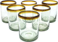 Amber Rim 10 oz Tumblers (set of 6), Recycled Glass, Lead-free, Toxin-Free (Tumbler)