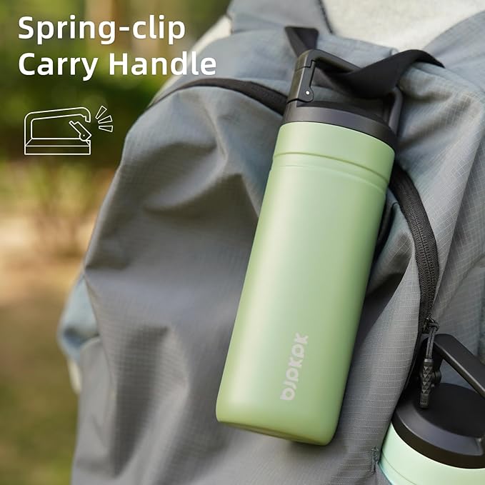 BJPKPK Insulated Water Bottle with 2 Lids,20 oz Double Wall Stainless Steel Vacuum Tumbler Travel Coffee Mug,Wide Mouth Thermal Cup,Forest Green