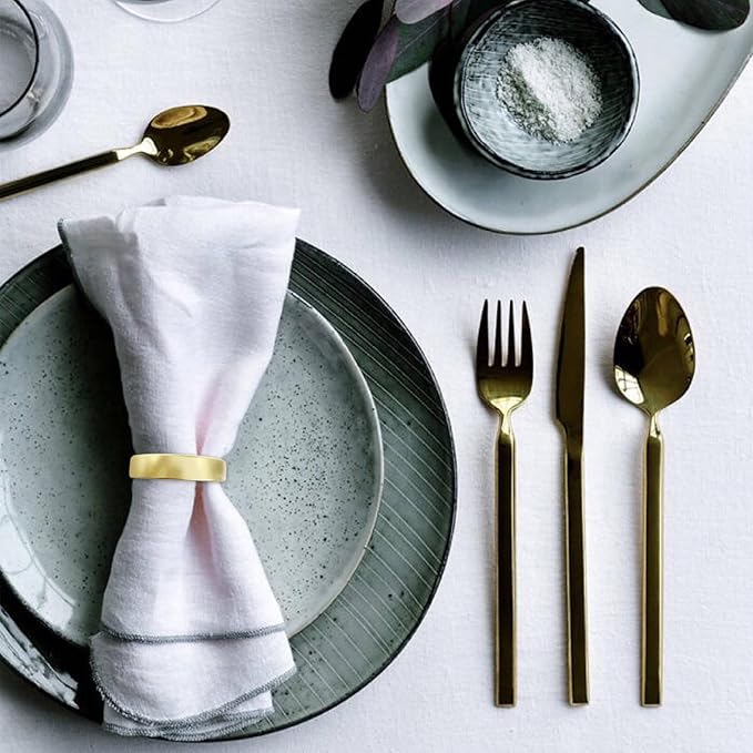 Cuff Brushed Gold Napkin Rings Set of 30, Modernist Napkin Ring Holder for Wedding, Banquet, Metallic Adornment for Table Settings, Glossy Serviette Buckles Decor