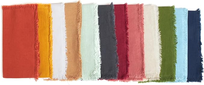 ACCENTHOME Natural Cotton Linen Napkin Set of 12 18x18 inch Dinner Napkins - Washable Soft Premium Hotel Quality Reusable Hemmed Edges Napkins Perfect Table Linens for Family Dinners, Weddings