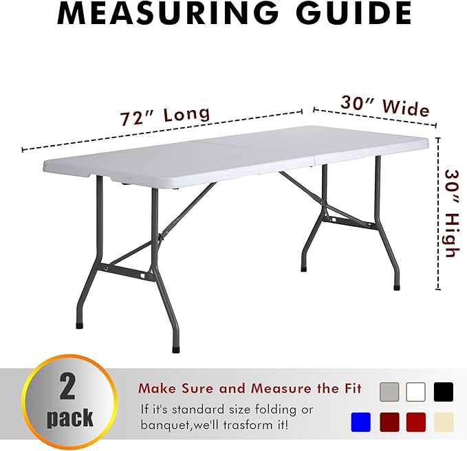Nasitos 2 Pack Aqua 6ft Table Cloth Fitted-Open Back Folding Table Cover Washable Fabric and Wrinkle Resistant Table Cloth for Trade Show, Book Fair, Career Fair, Convention, Events