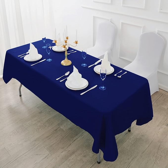 Fokitut 2 Pack Waterproof Rectangle Tablecloth, 60x84 Inch, Stain Resistant and Wrinkle Polyester Table Cloth, Fabric Table Cover for Kitchen Dining, Wedding, Party, Holiday Dinner-Royal Blue
