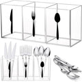 Suzile Acrylic Cutlery Storage Organizer Bin Silverware Caddy Countertop Knife Spoon and Fork Holder Kitchen 3 Section Tableware Storage Box for Cabinet Indoor Home Flatware Dining Room (Clear,M)