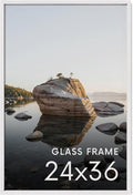 HAUS AND HUES 24x36 Picture Frame with Real Glass & White American Oak - Includes Vertical Horizontal Hanging Hardware - Ideal for Home, Room, Office (24x36 in, White)