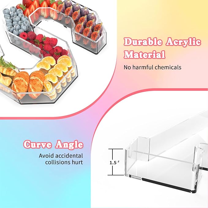 11" Acrylic Letter Charcuterie Tray, Charcuterie Letters Fillable Box for Food, Reusable Serving Cake Candy Dish Display Tray for Birthday Anniversary Party Decoration (Letter X)