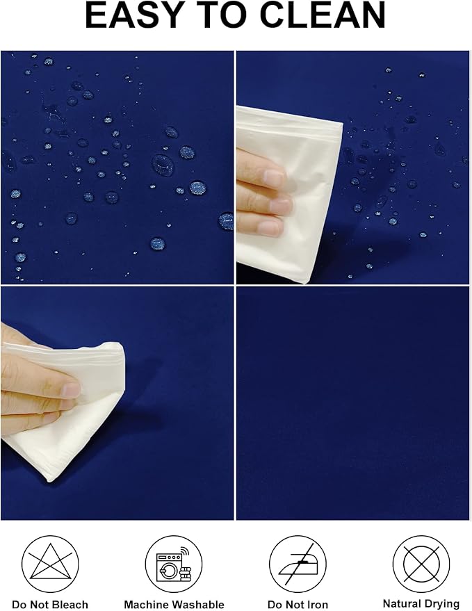 Fokitut 2 Pack Waterproof Round Tablecloth, 108 Inch, Stain Resistant and Wrinkle Polyester Table Cloth, Fabric Table Cover for Kitchen Dining, Wedding, Party, Holiday Dinner-Royal Blue
