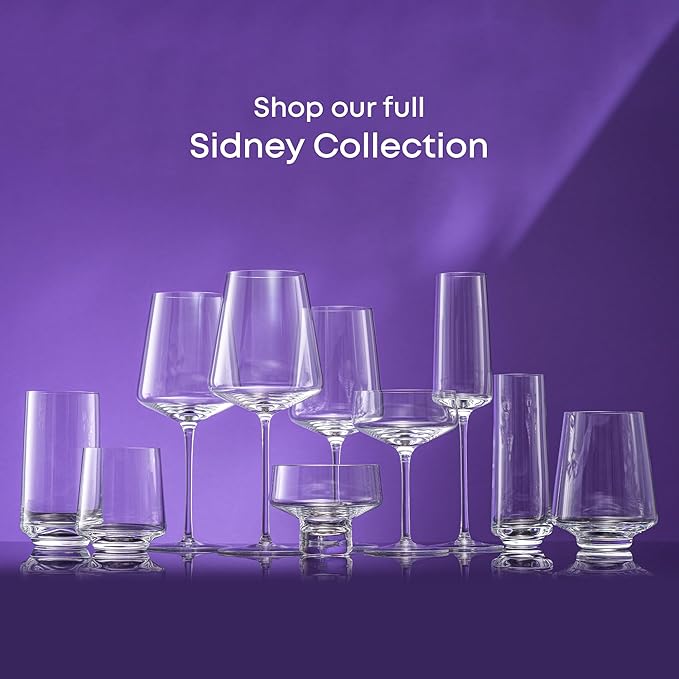 JoyJolt Sidney Burgundy Wine Glasses Set of 4 | 22.5 oz Stemmed Large Red Wine Glasses | Modern Home Bar Glass Set (Clear) | Premium Crystal Stemware Made in Europe