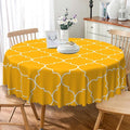 Laeacco 24 Inch Morocco Round Tablecloth Orange Geometric Lattice Modern Abstract Art Print Table Cloth Washable Waterproof Wrinkle Free Table Cover for Kitchen Dining Picnic Party Decoration