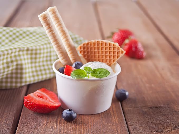 Axe Sickle 100 Pcs Paper Ice Cream Cups Disposable Dessert Bowls 9 Ounce for Hot or Cold Food, Sundae, Frozen Yogurt, Soup, White