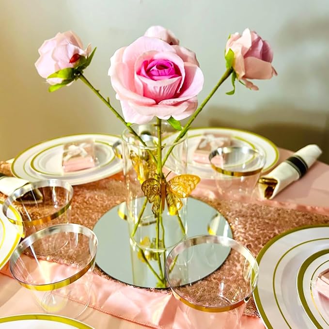 14Pack Round Acrylic Mirrors for Centerpieces, 2mm, 12inch Round Mirror Candle Trays for Tables Mirror Centerpieces, Circle Mirror Flat Trays for Wall Decor, Table Centerpieces, Wedding Decorations