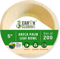5" Areca Palm Leaf Round Bowls Compostable Biodegradable Eco-Friendly Bowls Natural Disposable Bowls, Perfect for Picnic Catering, Dessert, and Wedding (Pack of 200)