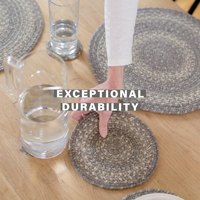Homespice Grey Cloud Jute Woven Round Placemats Set of 6, 15", Warm Country Decor, Grey Table Mats - Vibrant Colors, Durable, Easy to Clean and Protects Furniture