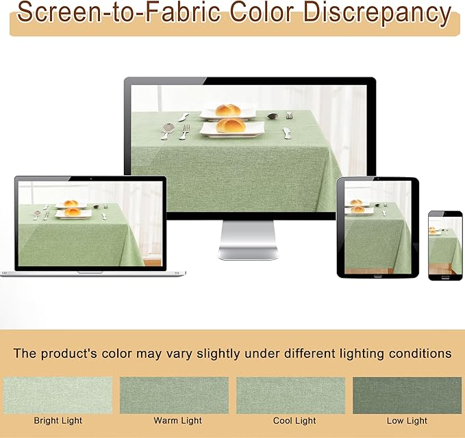 JIUZHEN Rectangle Table Cloth Faux Linen Farmhouse Tablecloth Soft Wrinkle and Stain Resistant Decorative Fabric Table Cover for Kitchen, Dining Room, Parties and Camping, Sage Green, 54 x 80 Inch