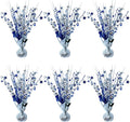 6 Pack Metallic Foil Spray Centerpiece Star Table Decoration Burst Table Centerpieces for Birthday Wedding Anniversary Graduation Holiday Party Supplies Decor, Silver Blue