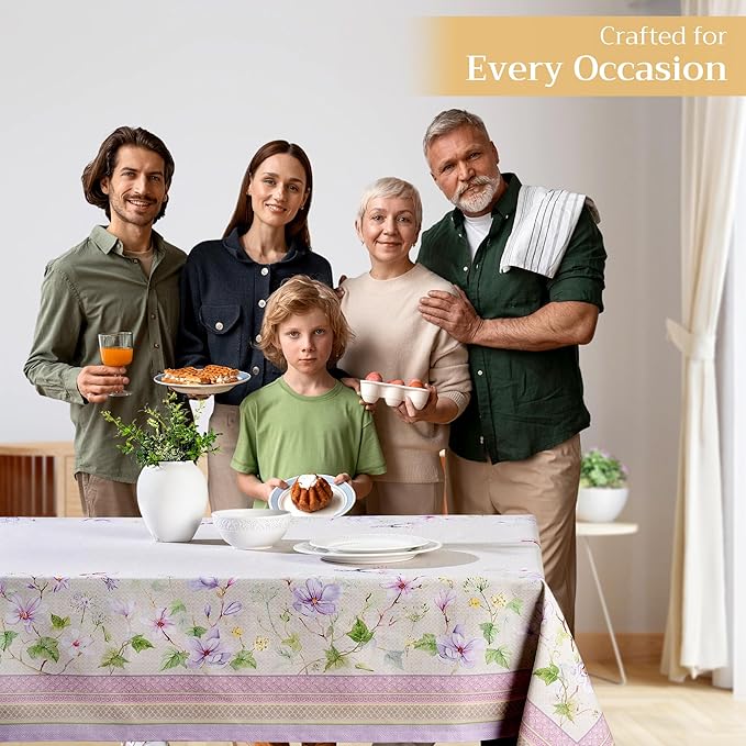 Maison d' Hermine Table Cloth Rectangle Table 100% Cotton 70 x 140 Inches Tablecloth Reusable Decorative for Dining Room Farmhouse Home Valentines Day Decorations Spring Summer - Magnolia Mornings
