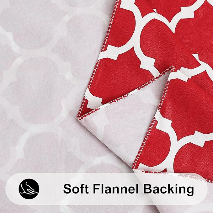 Smiry Rectangle Table Cloth, Waterproof Vinyl Tablecloth with Flannel Backing for Rectangle Tables, Wipeable Spillproof Plastic Tablecloths for Dining, Camping, Indoor and Outdoor (52"x70", Red)
