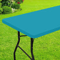Smiry Rectangle Picnic Table Cloth, Waterproof Elastic Fitted Tablecloths for 4 Foot Tables, Washable Polyester Table Cover for Camping, Indoor and Outdoor (Teal, 24"x48")