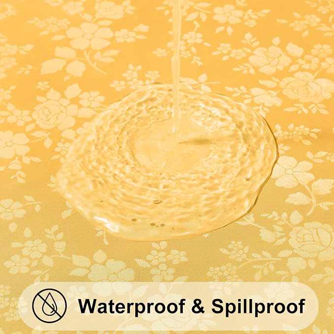Smiry Square Table Cloth, Waterproof Heavy Duty Vinyl Tablecloths, Wipeable Washable Table Cover for Kitchen and Dining Room (Mustard Yellow, 54" X 54")
