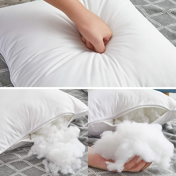 Oubonun 22"x22" Pillow Inserts (Set of 4) - 100% Cotton Cover, Square Throw Pillow Inserts for Couch, Sofa, Bed - Decorative 22 Inch White Pillow Inserts