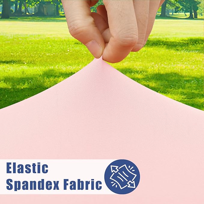 Round Spandex Valentines Day Tablecloth, Elastic Fitted Waterproof Tablecloths for 18"-24" Tables, Stretch Washable Picnic Table Cover for Camping, Dining, Indoor and Outdoor, Pink