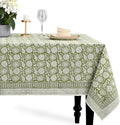 CPC Olive Bloom Tablecloth 100% Cotton 80x120 Inch Indian Block Print Rectangle Table Cover, Table Cloth for Gifting in Weddings, Halloween, Fall, Christmas, Thanksgiving