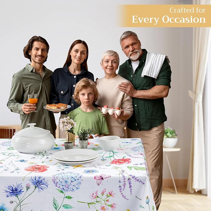 Maison d' Hermine Table Cloth Square Table 100% Cotton 54 x 54 Inches Tablecloth Reusable Decorative for Dining Room Farmhouse Home Valentines Day Decorations Spring Summer - Just Floral