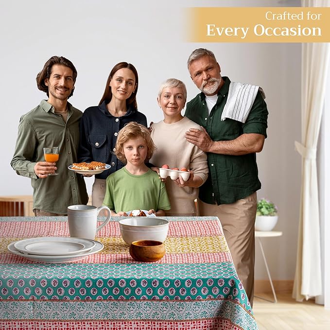 Maison d' Hermine Table Cloth Rectangle Table 100% Cotton 60 x 108 Inches Tablecloth Reusable Decorative for Dining Room Farmhouse Home Valentines Day Decorations Spring Summer - Provence