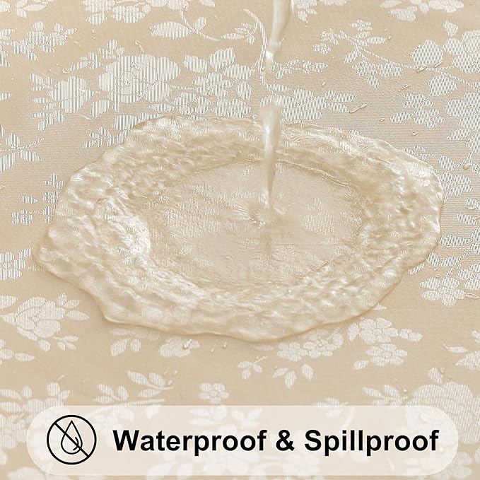 Smiry Rectangle Table Cloth, Waterproof Heavy Duty Vinyl Tablecloths, Wipeable Washable Table Cover for Kitchen and Dining Room (Beige, 60" X 102")