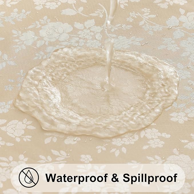 Smiry Rectangle Table Cloth, Waterproof Heavy Duty Vinyl Tablecloths, Wipeable Washable Table Cover for Kitchen and Dining Room (Beige, 60" X 84")