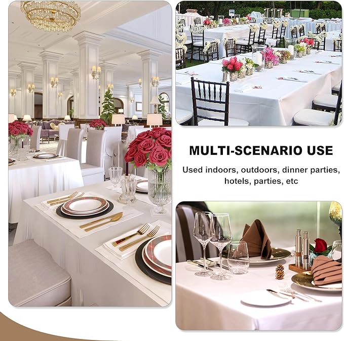 Fitable Burgundy Tablecloths for 6-8 Foot Tables, 6 Pack - 70 x 120 Inches - Reusable and Washable Table Clothes, Polyester Fabric Table Covers for Wedding, Party, Banquet