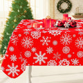 Smiry Christmas Rectangle Table Cloth, Waterproof Vinyl Tablecloth with Flannel Backing, Wipeable Snowflake Plastic Tablecloths for Christmas Table Decorations, (60"x84", Christmas Red)