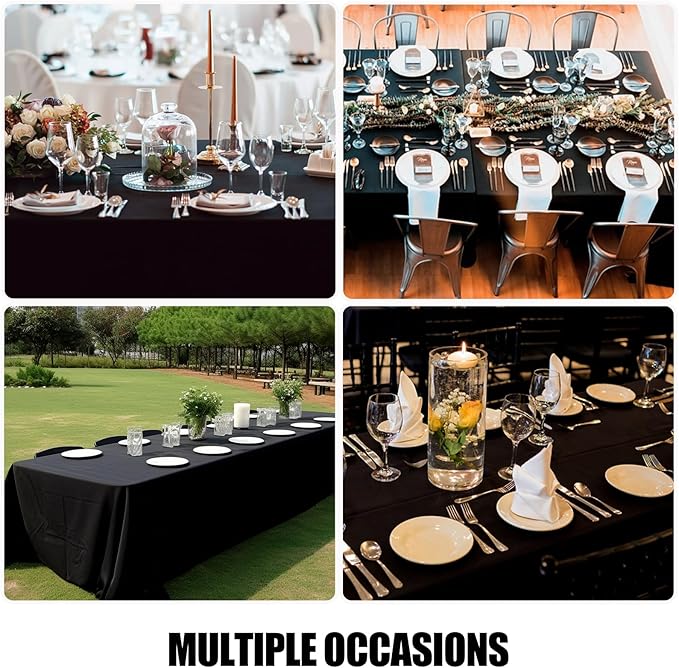 Smiry Rectangle Table Cloth, Waterproof Anti-Scratch Polyester Tablecloth, Decorative Washable Fabric Table Cover for Dining, Buffet, Parties and Outdoor, 54x78, Black