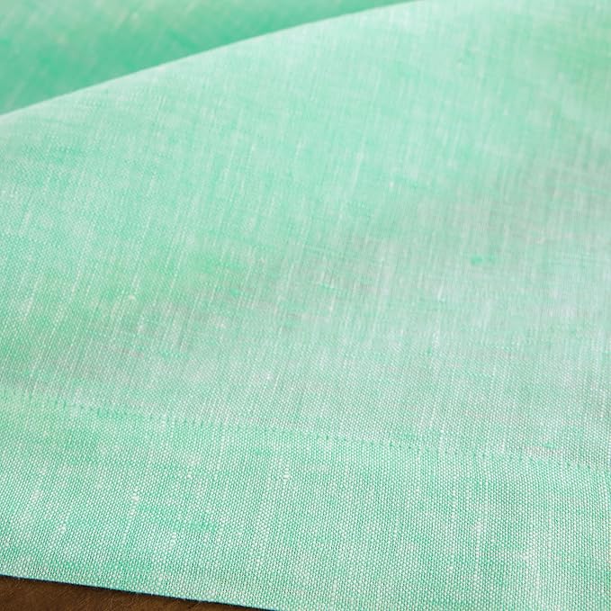 Solino Home Linen Cloth Tablecloth 52 x 52 Inch - 100% Pure Linen Chambray Aqua Square Tablecloth - Athena, Machine Washable Table Throw for Winter, Spring, Easter