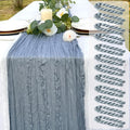 12 Pack Dusty Blue Cheesecloth Table Runner 22x120 Inch-Naturally Dyed Colors Sheer Gauze Cheese Cloth Wedding Table Runner,Rustic Boho Crinkle Fabric, Reception, Bridal Shower,Farmhouse Dining Decor
