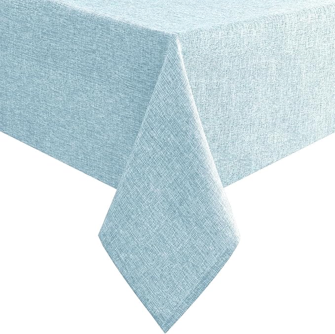 Hiasan Faux Linen Rectangle Tablecloth - Wrinkle and Stain Resistant Washable Table Cloth for Kitchen Dining Room Holiday Table Cover for Dinner, Lux Slate Blue, 60 x 120 Inch