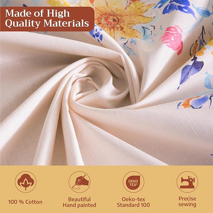Maison d' Hermine Table Cloth Rectangle Table 100% Cotton 60 x 120 Inches Tablecloth Reusable Decorative for Dining Room Farmhouse Home Valentines Day Decorations Spring Summer - Girassol