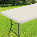 Smiry Rectangle Tablecloth, Elastic Fitted Flannel Backed Vinyl Tablecloths for 4ft Folding Tables, Waterproof Wipeable Table Covers for Indoor, Outdoor, Picnic and Camping (Beige, 30"x48")