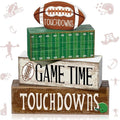 4 Pcs Football Table Decorations Spring Football Tiered Tray Decor Spring Wooden Sign Soccer Centerpiece Decorative Faux Book Stack Block for Coffee Table Fireplace Mantel Floating Shelf