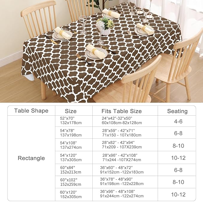 Smiry Rectangle Table Cloth, Waterproof Vinyl Tablecloth with Flannel Backing for Rectangle Tables, Wipeable Spillproof Plastic Tablecloths for Dining, Camping, Indoor and Outdoor (60"x102", Brown)