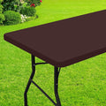 Smiry Rectangle Picnic Table Cloth, Waterproof Elastic Fitted Tablecloths for 4 Foot Tables, Washable Polyester Table Cover for Camping, Indoor and Outdoor (Coffee, 30"x48")