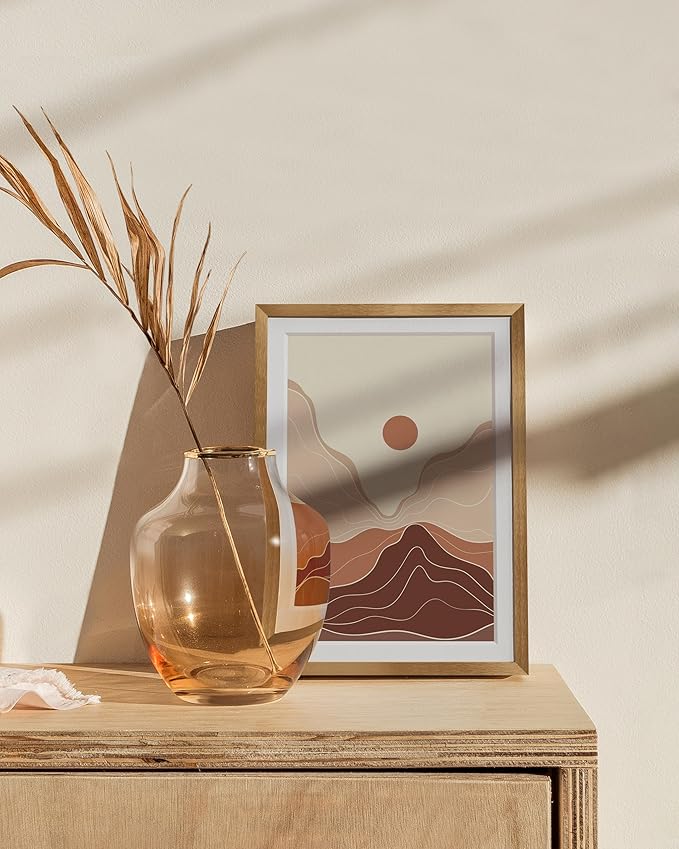 HAUS AND HUES 5x7 Picture Frame with Real Glass & Brass Premium-Grade Metal Matted to 4x6 - Aluminum 5x7 Picture Frame - Includes Easel Back, Hanging Kit - Ideal for Home, Office (5x7 in, Brass)