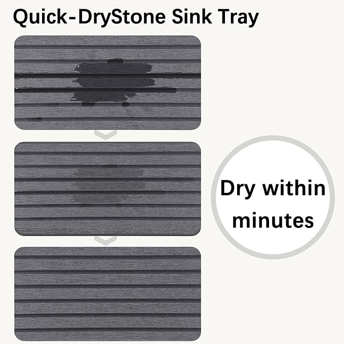 2 PCS Water Absorbent Diatomite Coasters (7.1" x 3.5"), Grooved Design, Water Absorbing Stone Used for Hand Soaps & Plants & toiletries in The Modern Home