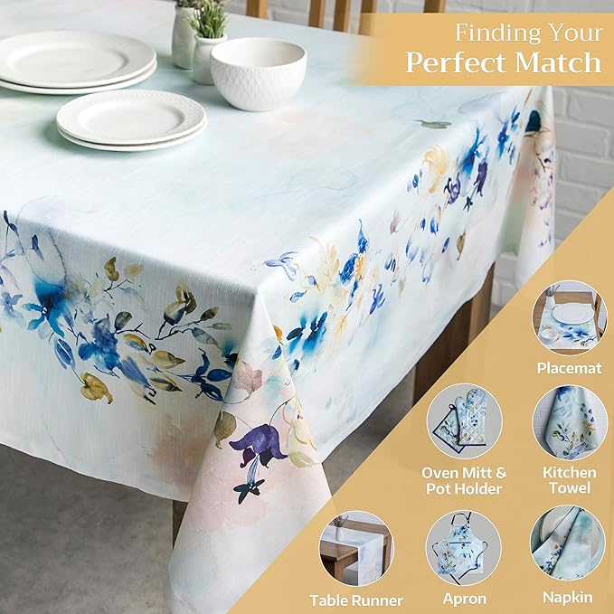 Maison d' Hermine Table Cloth Rectangle Table 100% Cotton 60 x 108 Inches Tablecloth Reusable Decorative for Dining Room Farmhouse Home Valentines Day Decorations Spring Summer - Lazy Summer Days