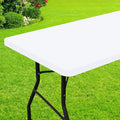 Smiry Rectangle Picnic Table Cloth, Waterproof Elastic Fitted Tablecloths for 4 Foot Tables, Washable Polyester Table Cover for Camping, Indoor and Outdoor (White, 24"x48")