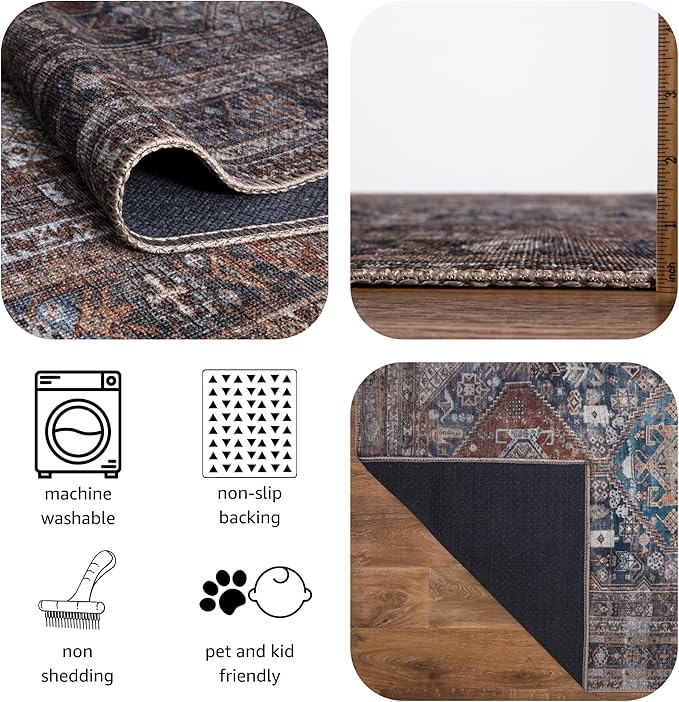 Keen Home Design 3x5 Rug - Machine Washable Entry Rug with Non-Slip Backing, Ideal for Enteryway, Kitchen, Bathroom, Laundry Room - Vintage, Easy Clean, Durable, Low Pile - (3' x 5')
