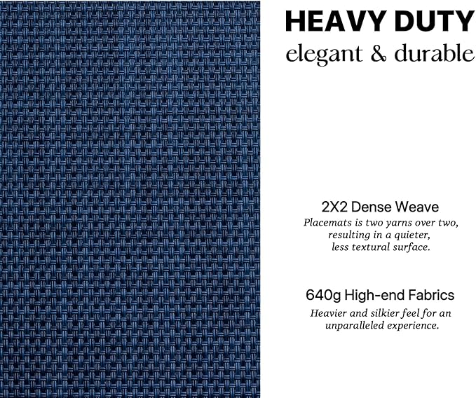 LEXMORE Placemats Set of 4 Vinyl/Plastic Woven Place Mats for Kitchen Table Indoor/Outdoor Washable Placemat Wipeable Dining Table Mats(Navy Blue)